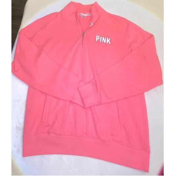 Vintage Victoria Secret PINK Quarterzip Varsity Pullover Sweatshirt Size Small - Picture 1 of 5